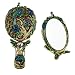 Ivenf Large Size Vintage Foldable Metal Handheld Oval Make-Up Mirror, Peacock Couple In Woods, Bronze