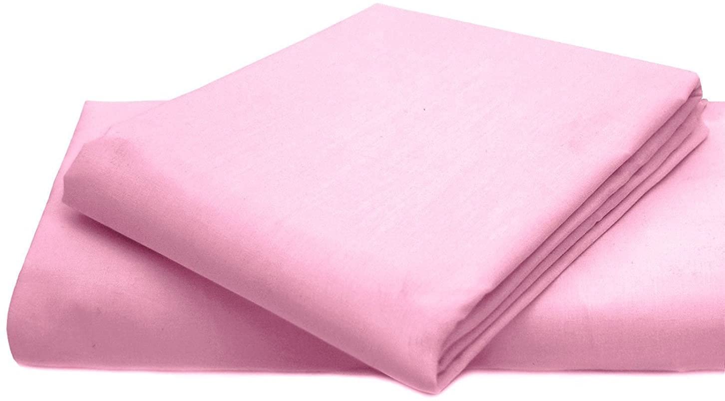 Comfy Nights PolyCotton Plain Dyed Flat Sheet Or Pillow Pair, Single - Pink