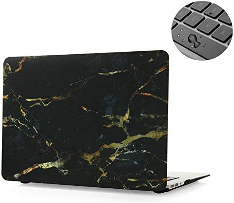 Macbook Air 13 Case, Topinno Hard Case Print Frosted for MacBook Air 13 inch (Model: A1369/A1466) - Black/Gold Marble Pattern Rubber Coated Hard Shell Case Cover&amp;Free Keyboard Cover Skin