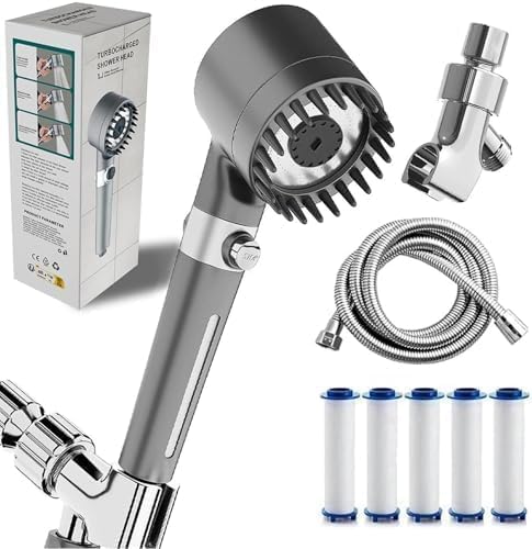 Photo 1 of 2026 NEW Filtered Showerhead, with filter shower head, 3 spray modes hand-held shower, adjustable shower head, on/off, with 59 inch/1.5M hose, giving you a comfortable bathing experience1cover 1(Grey)