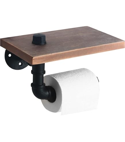 HouseAid 36" Industrial Pipe Towel Bar - Matte Black, Farmhouse Rustic Wall Mounted Bathroom Towel Holder