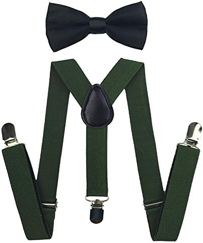 Cinny Suspender Set with Bow Tie for Kids (Army Green)