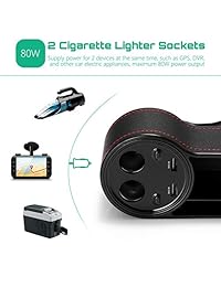 AUTOLOVER Car Seat Gap Filler, C15 Premium PU Leather Car Side Side Side Pocket Organizer Almacenamiento del asiento de auto Organizar con 2 cargadores USB y 2 encendedores