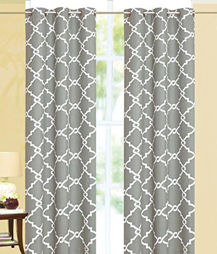 Ace 21 Geometric Modern Print Insulated 100% Thermal Blackout Window Grommet Curtain Panel (63" Short, Gray)