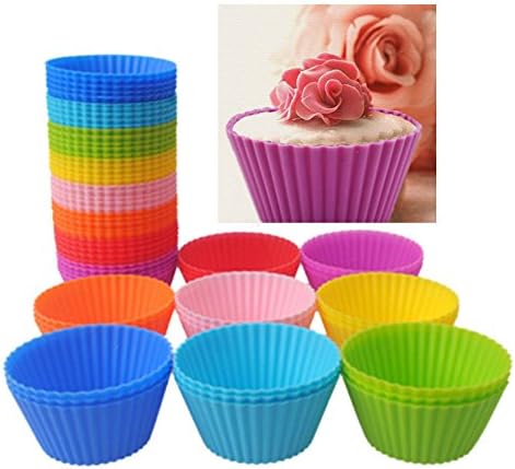Baking Cups, Windspeed Silicone Cupcake Liners, Reusable &amp; Nonstick Muffin Cups Cake Molds, 24 Pack (6 Colors)