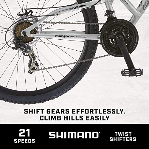 Mongoose Impasse Mens Mountain Bike, 18-Inch Frame, 29-Inch Wheels With Disc Brakes, Silver on 