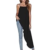 Umenlele Women's Square Neck Spaghetti Strap Sleeveless High Low Loose Fit Cami Top