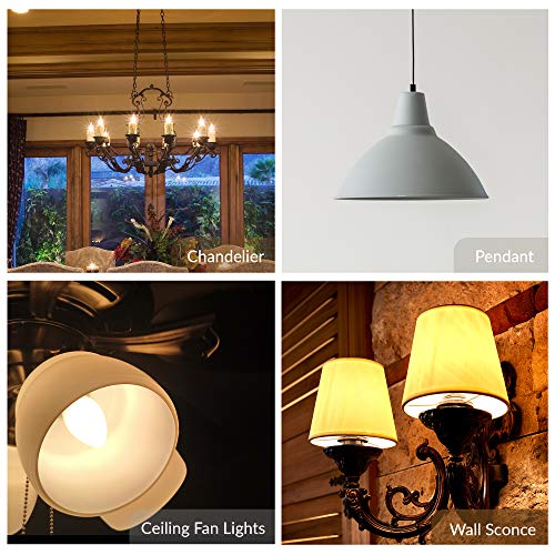 Simba Lighting Candelabra Flame Tip Clear CA10 60W E12 Base (12 Pack) Decorative Incandescent Light Bulbs 120V for Chandeliers, Ceiling Fan Lights, Pendants, Wall Sconces, Dimmable, Warm White 2700K - Thumbnail 3