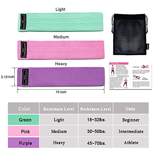 ANDSTON Resistance Bands for Legs and Butt, Non-Slip & Thicken Loop Booty Bands, 3 Resistance Levels Fabric Exercise Band Workout Bands Women Sports Fitness Band for Squat Glute Hip Training