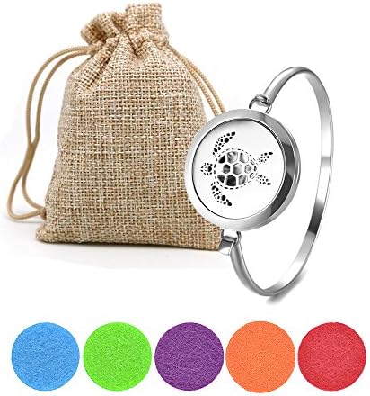 Garden Charms Aromatherapy Essential Oils Diffuser Bracelet Locket Bangle with 5 Pieces Felt Pads