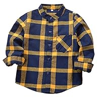 SERAIALDA Baby Boys Girls Button Down Plaid Flannel Long Sleeve Shirt 4T-5T(Tag Size 120)