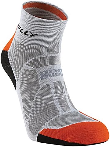 Hilly Men's Unisex Adult Marathon Fresh Running Sock-Grey/Orange/Black, Medium