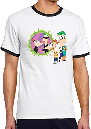 Phineas And Ferb Men Ringer T Shirt Large Black