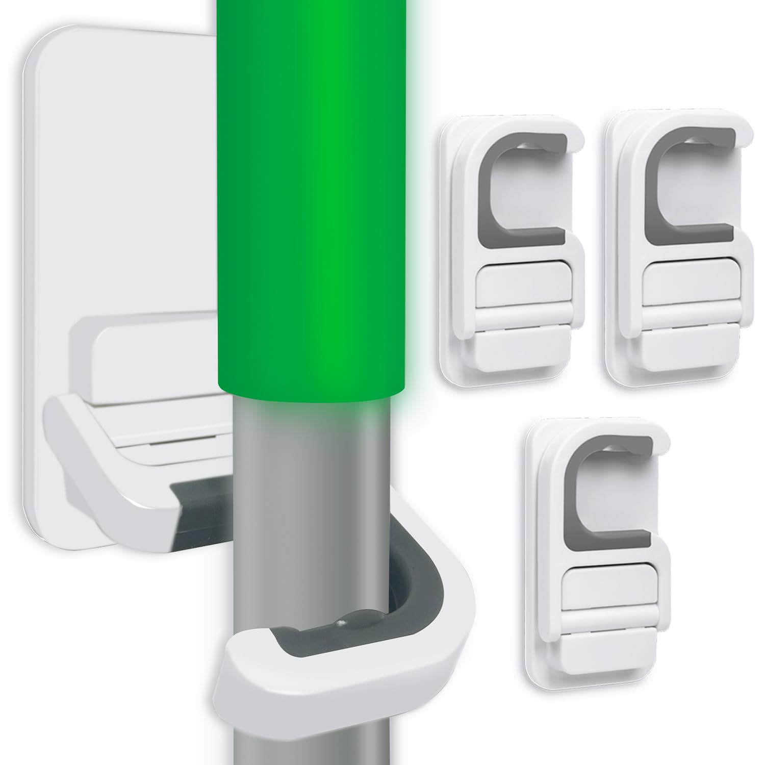 Photo 1 of Tinkeep 3pack Broom and Mop Holder Wall Mount No Drill Mop and Broom Gripper Mop Handle Hanger Household Cleaning Organizer, Holds up to 6 lb