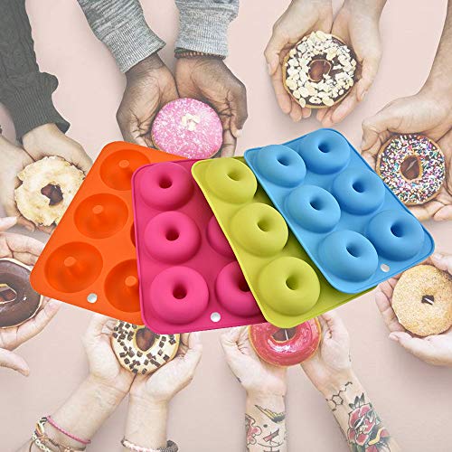 Donut Baking Pan Silicone Donut Molds 6-Cavity Non-Stick Safe Baking Tray Maker Pan Heat Resistance for Cake Biscuit Bagels Muffins