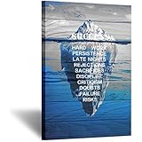 Kreative Arts - Canvas Quotes Wall Art Vintage Wood Style Success Inspiration Motivation Iceberg Poster Stretched Gallery Wraps Giclee Print Ready to Hang for Office and Home Decor Gift 24x36inch