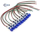 10 YC-9WRT-1B-12-10 YuCo CE Listed 9MM Compact Panel Mount Indicator LED Pilot Light Blue 12V AC/DC