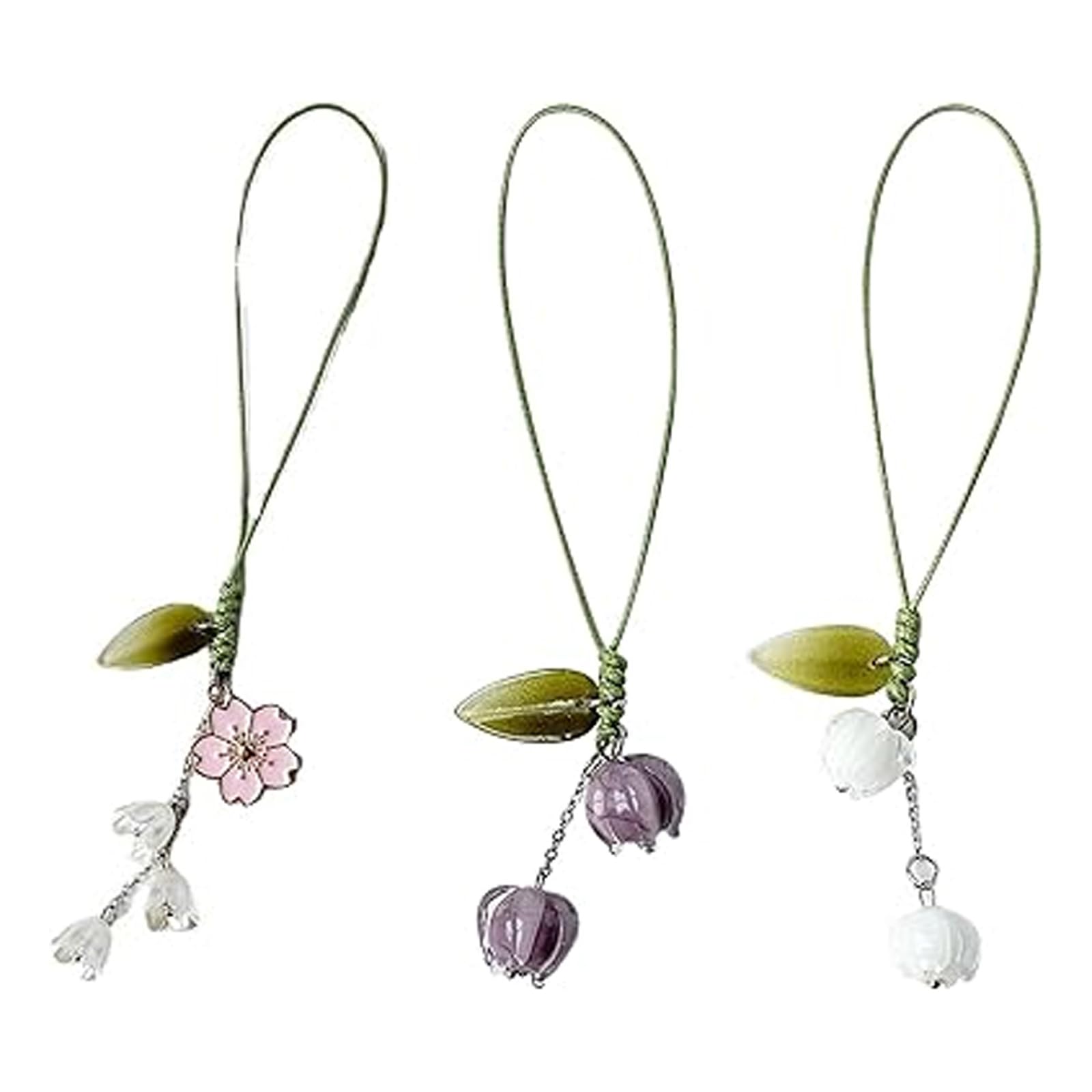 JYTDBCS Flowers Cell Phone Charm Pendant, Flowerdecoration Lanyard Cute Pocket Keychain Hanging Decor for PhoneCar Key Purse (Purple)