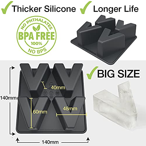 DRINKSPLINKS V Silicone Ice Cube Mold Letter V Ice Trays for Freezer