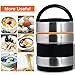 Vacuum Insulated Lunch Box Stainless Steel Food Jar 2 Tiers Food Container Food Carriers Thermal Lunch Container Food Storage Box 1.4L Holding Time 6hr 7x5’’(Random Black or Orange Color)