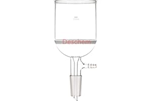Deschem 250ml 24/40 Glass Buchner Filtering Funnel with 4# Coarse Fine Frit Vacuum Serrated Tubulation Lab Borosilicate Glassware