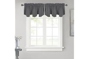 NICETOWN Valance Curtain for Bedroom, Blackout Window Valance for RV Camper - 52 inches by 18 inches Rod Pocket Farmhouse Kitchen Window Tier Drapery Curtain for Basement/Living Room, Grey, 1 Panel