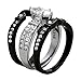 MABELLA His and Hers Wedding Ring Sets Couples Matching Rings Black Women's Stainless Steel Cubic Zirconia Engagement Ring Bridal Sets & Men's Titanium Wedding Band Women's Size 5 Men's Size 9