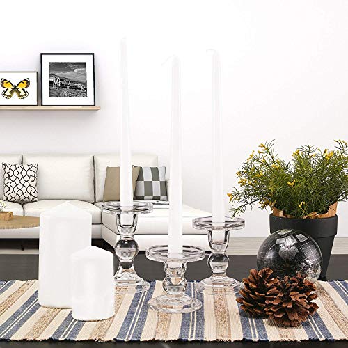 image for Centanni Essentials Clear Glass Candle Holders Set of 3 for Pillar Tap