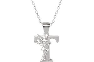 Disney Tinkerbell Initial Silver Pendant Necklace