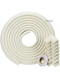 Vacker EXTRA THICKER Child and Corner Cushion[16.5ft Edge + 8 Corners] - Childproofing Guard Child Home Furniture Safety Bumper Baby Proof Table Protector (16.5 ft) (white)