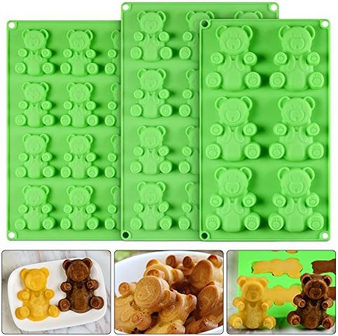 Large Bear Silicone Cookie Molds- 3 Sized Bear Molds Premium Food Grade Silicone BPA Free with Bonus 2 Silicone Pot Holder Mitts