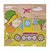 Rolimate Educational Preschool Wooden Cube Block Travel Jigsaw Puzzle - Train Car Ship airplane Excavator Ambulance, Birthday gift toy for age 3 4 5 Years Old and Up Toddler Kid Baby Children Boy Girl