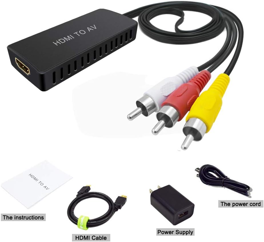 HDMI to Audio Video Converter, HDMI to RCA Converter Compatible HDMI to Older TV Adapter Compatible for Roku Streaming Stick Supports PAL/NTSC, 1080P (HDMI to AV Converter): Electronics