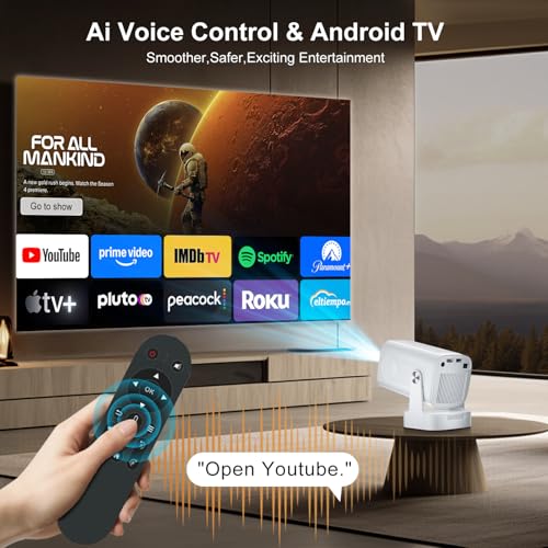 Mini Projector 4K, WiFi & Bluetooth 5.4, Auto Focus/Keystone, 1080P Native | Built in Apps, Short Throw, Portable Smart Projecteur for Outdoor Movies/Bedroom/Home/Gaming (2026 Upgrade)