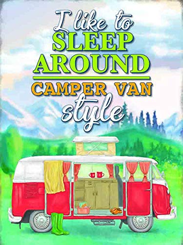 Small (150 x 200mm) Metal Sign - I like to sleep around - Camper Van style