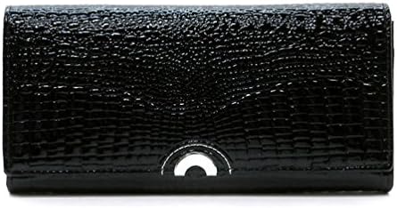 Genuine Leather Crocodile Pattern Multi Clutch Wallet Womens Organizer Wallet (Aw0100) (Black)