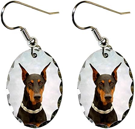 Canine Designs Doberman Pinscher Scalloped Edge Oval Earrings