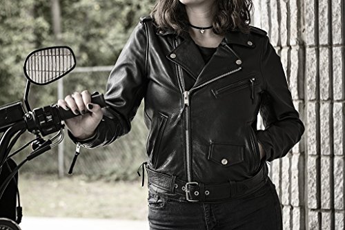 First Manufacturing Women's Rock Star Leather Motorcycle Jacket (Black, 5X-Large)