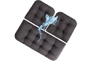 GHKWXUE Patio Wicker Cushions Outdoor/Indoor patio waterproof 3 Piece Loveseat Cushion Set All-Thickened Swing Cushions 2-3 Seater,1 Loveseat Cushion 43”x20” & 2 U-Shape Cushion 19”x19”& dark gray