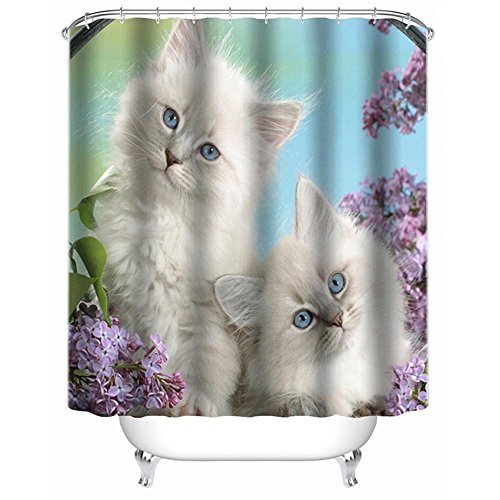 Shower Curtain For Wet Room Small Cat 3d Digital Printed Polyester