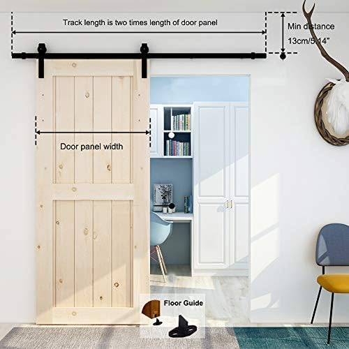 6FT/182cm Sliding Barn Wood Door Hardware Closet Track Kit Single Door, Black J Shape Hanger, 6FT/1.8M - Image 4