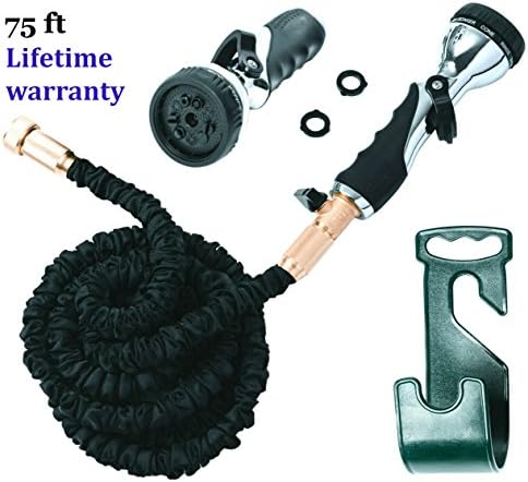 Vela Water Hose – 75 Feet Expandable Garden Hose - Hose Holder &amp; High Pressure Washer Spray Nozzle With 9 Settings – Best As Seen on TV Heavy Duty Kink Free Flex Hose for Car Washing &amp; Watering Hose