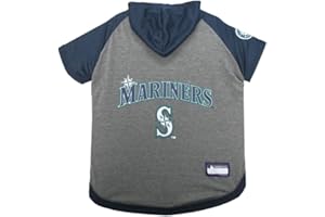 PETS FIRST MLB Hoodie Shirt for Dogs & Cats - Seattle Mariners Dog Hooded T-Shirt, Small. - MLB Team Color Hoody Vest for Baseball Fans