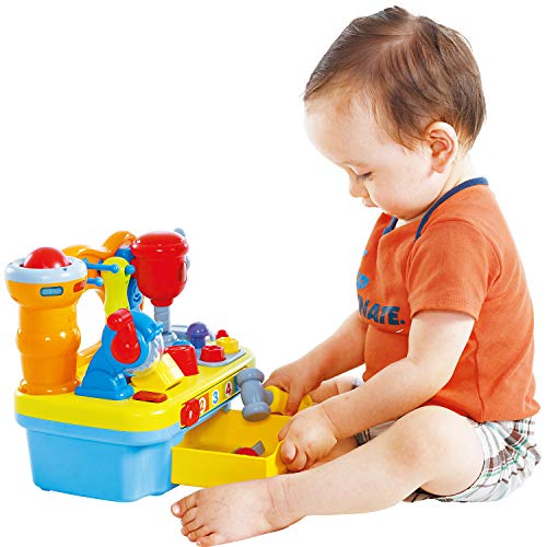Zoostliss Musical Learning Tool Workbench Work Bench Toy Activity Center for Kids with Shape Sorter