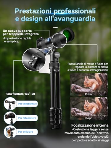 APEXEL Obiettivo zoom 20-60X professionale per smartphone – Cattura scene lontane con facilità