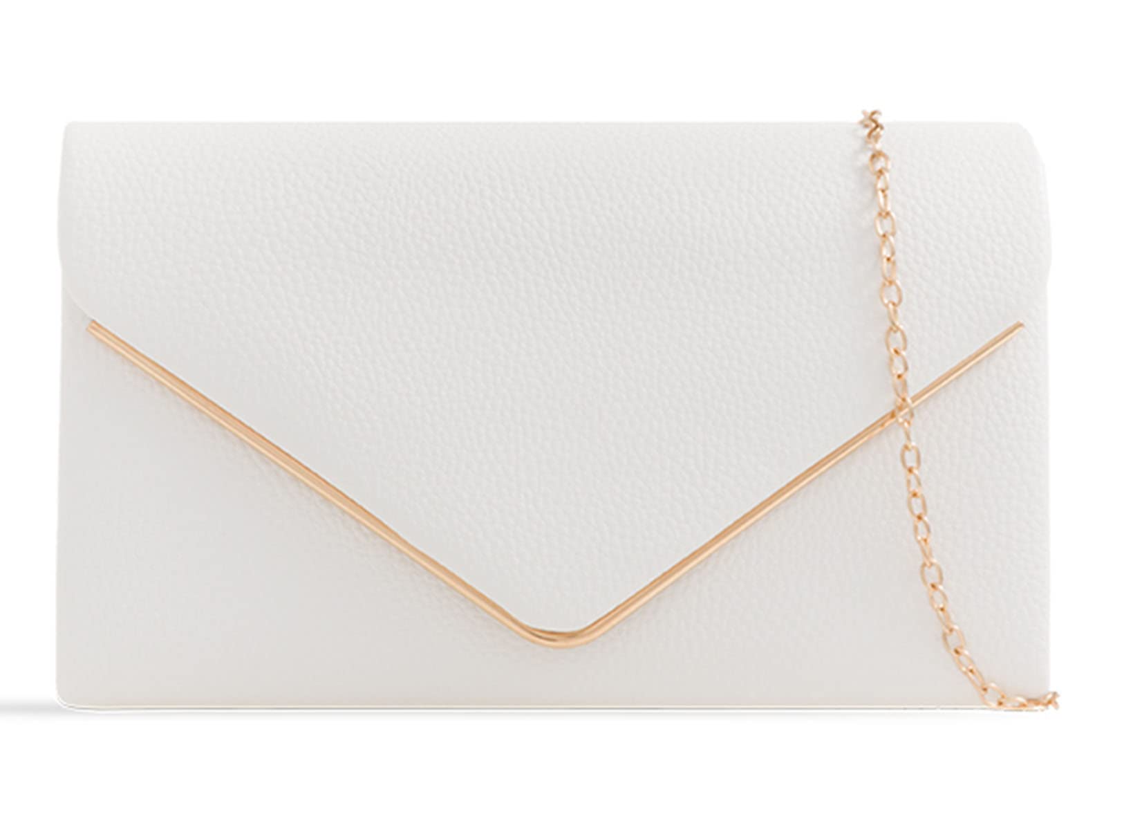 LeahWard Women's Faux Leather Flap Clutch Bags Wedding Party Handbags For Women (White)