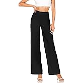 Hybrid & Company Womens Ultra Comfort Ponte Fabric Pull on Casual Wide Leg Pants