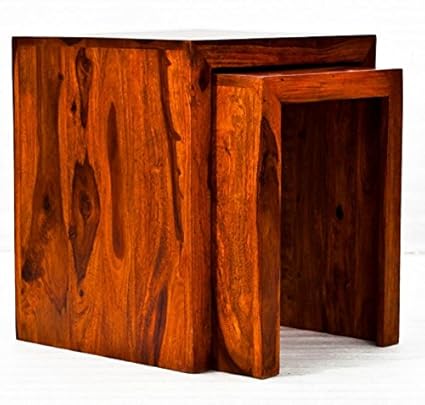 TimberTaste SATIN Solid Wood Side Table (Teak Finish)