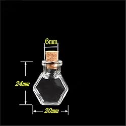 TAI DIAN Mini Hexagon Glass Bottles Pendants Small