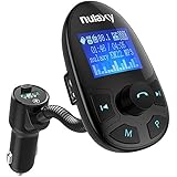 Nulaxy Bluetooth Car FM Transmitter Wireless Audio Adapter Receiver Handsfree Voltmeter Car Kit TF Card AUX USB 1.44 Display On/Off Button EQ Folder Play Mode - KM22 Black